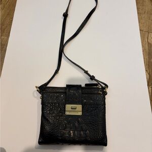 Brahmin Black Croc-Embossed Crossbody Bag